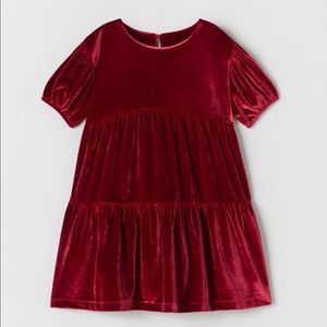 NWT Zara Kids Tiered Velvet Red Dress size 3-4 years